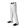 Baseball Pants Long Open Bottom White/Navy Piping